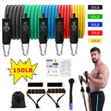 16PCS Resistance Band Set for home gym training featuring color-coded bands and accessories for versatile workouts.