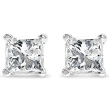 14k White Gold 1/5 Cttw Princess-cut Diamond Petite Stud Earrings