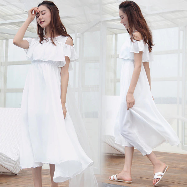 High Waist Chiffon Dress