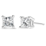 14k White Gold 1/5 Cttw Princess-cut Diamond Petite Stud Earrings