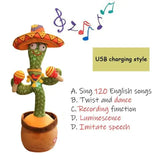 Funny dancing cactus toy with USB charging, singing 120 songs, twisting, recording, luminescent features.