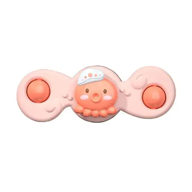 Cute baby spin toy with an octopus design, safe ABS and silicone, perfect for infants aged 7 months and up.