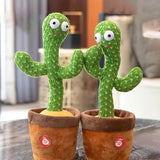 Two funny dancing cactus toys in pots, bringing joy and laughter with their playful design.