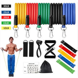 16PCS Resistance Band Set with various strength bands and accessories for home gym fitness training.