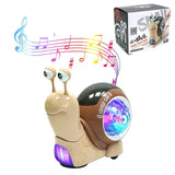 Colorful musical snail toy with lights, designed for interactive play and sensory engagement for babies.